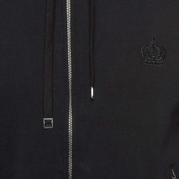 Pre Owned Dolce & Gabbana Black Crest Detail Cotton Hoodie S