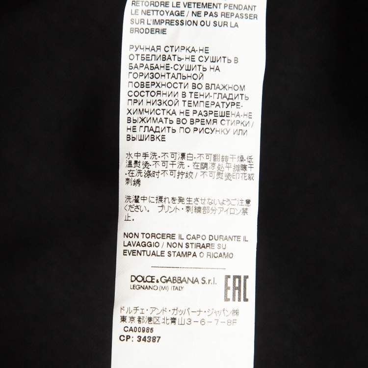 مملوكة مسبقًا Dolce & Gabbana Black Logo Print Cotton Polo T-Shirt M