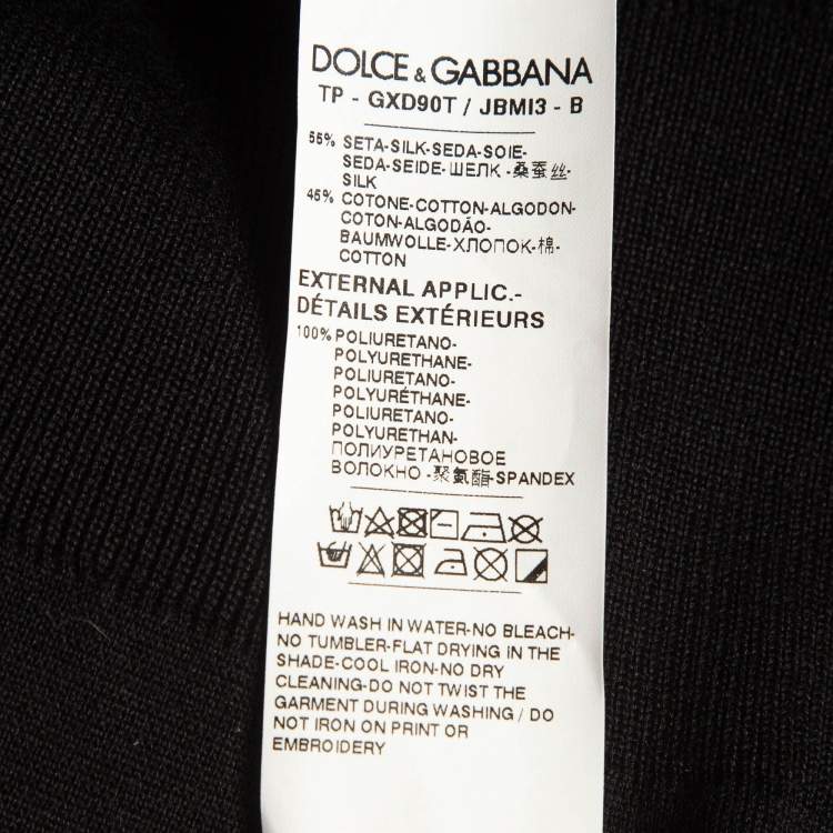 مملوكة مسبقًا Dolce & Gabbana Black Logo Print Cotton Polo T-Shirt M