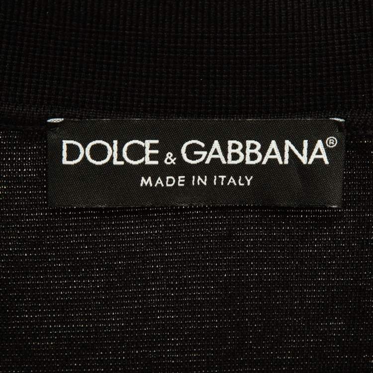مملوكة مسبقًا Dolce & Gabbana Black Logo Print Cotton Polo T-Shirt M