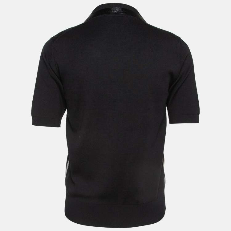 مملوكة مسبقًا Dolce & Gabbana Black Logo Print Cotton Polo T-Shirt M