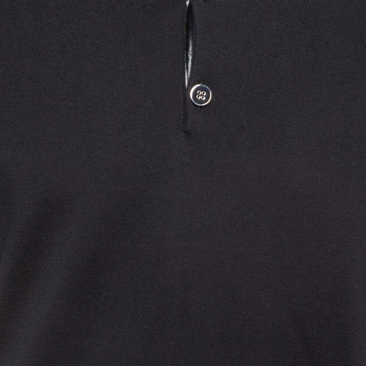 مملوكة مسبقًا Dolce & Gabbana Black Logo Print Cotton Polo T-Shirt M