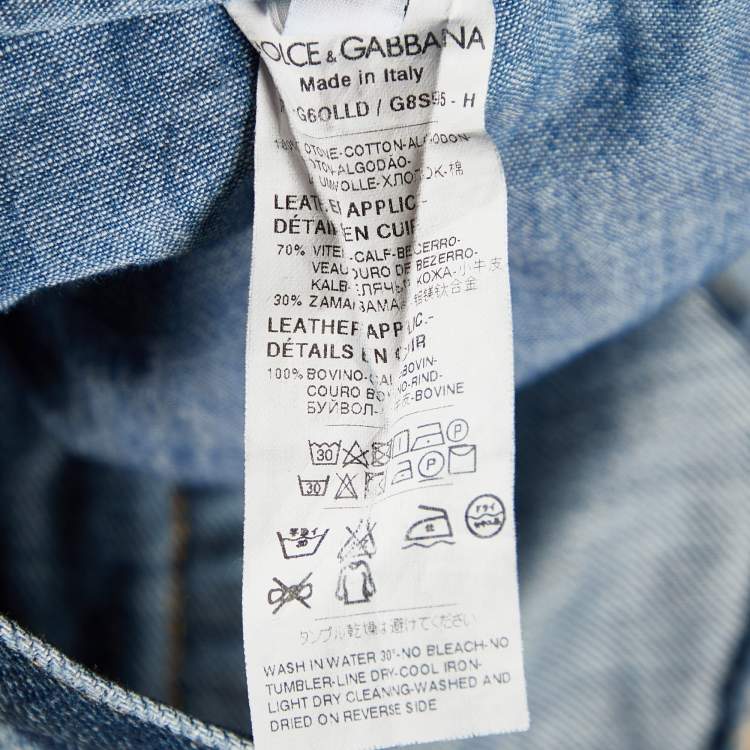 Pre Owned Dolce & Gabbana Blue Distressed 14 Gold Jeans Waist 37"