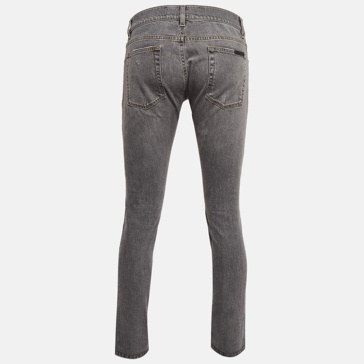 Pre Owned Dolce & Gabbana Grey Distressed Denim Jeans M Waist 30"