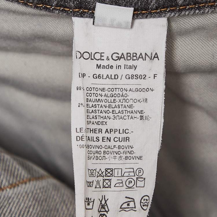 Pre Owned Dolce & Gabbana Grey Distressed Denim Jeans M Waist 30"