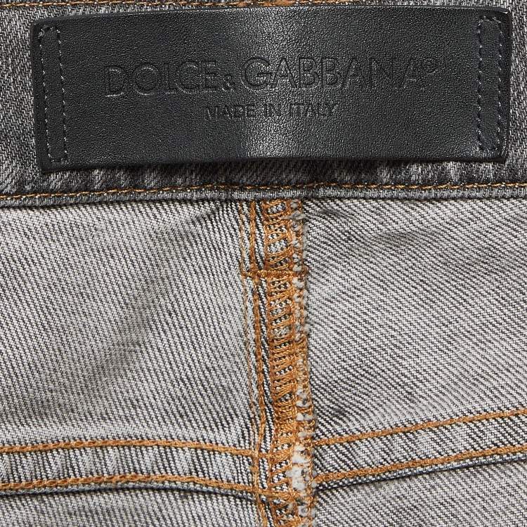 Pre Owned Dolce & Gabbana Grey Distressed Denim Jeans M Waist 30"