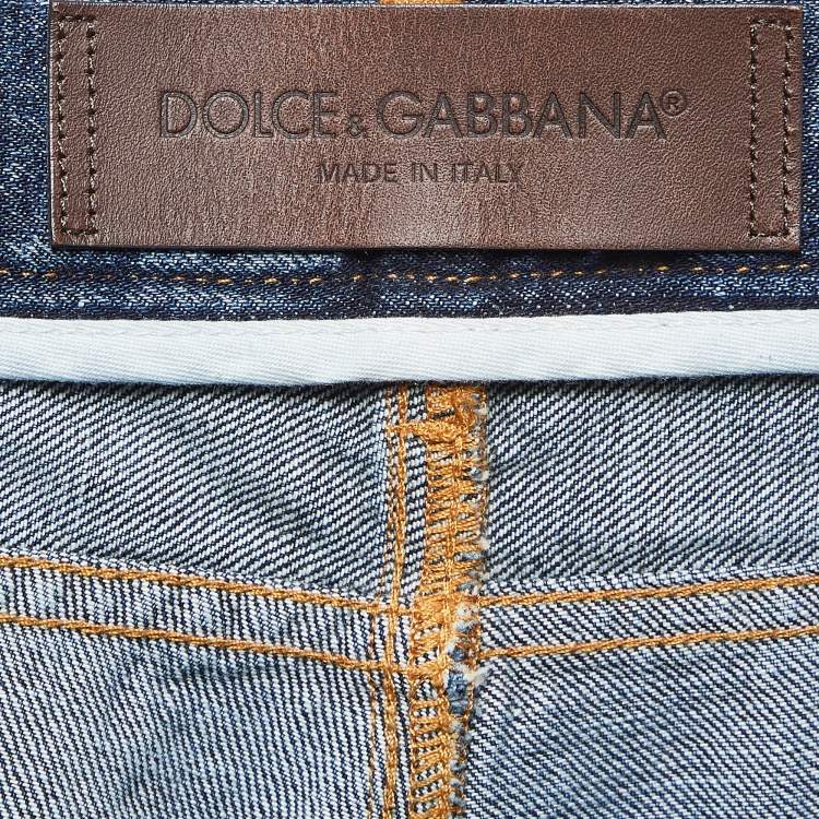 Pre Owned Dolce & Gabbana Blue Distressed Denim Jeans S Waist 30"