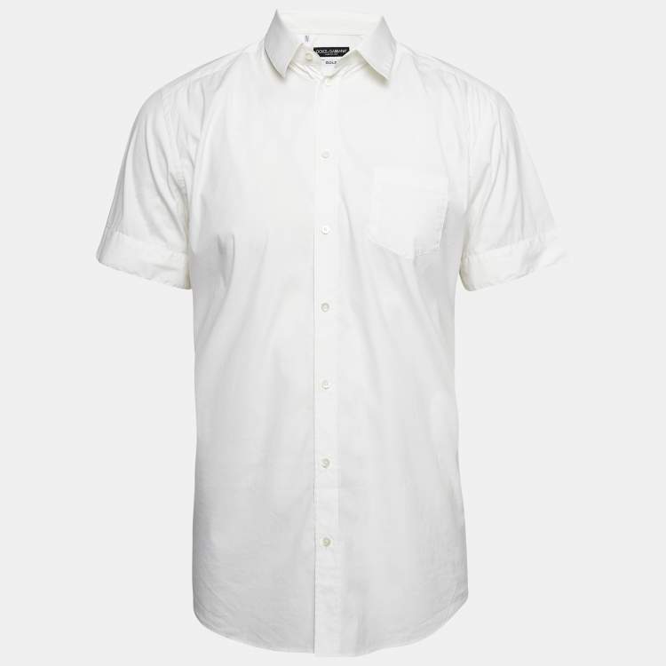 Pre Owned Dolce & Gabbana White Poplin Short Sleeves Shirt XL