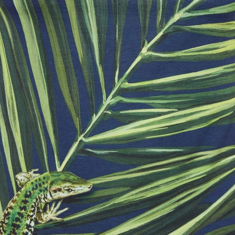 Pre Owned Dolce & Gabbana Navy Printed Cotton Knit Sleeveless T-Shirt XS