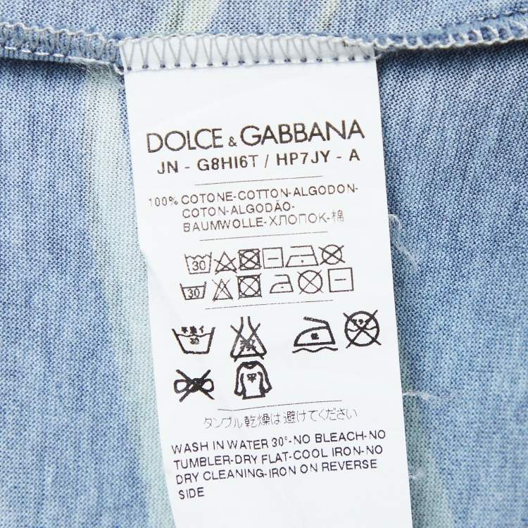 Pre Owned Dolce & Gabbana Navy Printed Cotton Knit Sleeveless T-Shirt XS