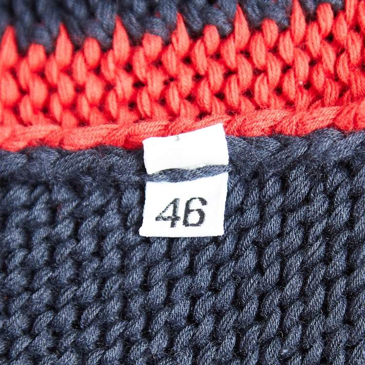 Pre Owned Dolce & Gabbana Navy Blue Applique Rib Knit Zip-Up Jacket S