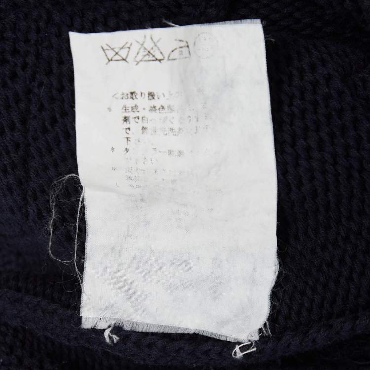 Pre Owned Dolce & Gabbana Navy Blue Applique Rib Knit Zip-Up Jacket S