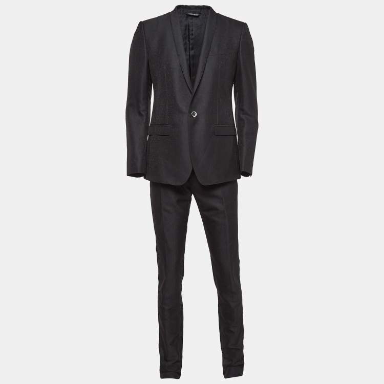 Pre Owned Dolce & Gabbana Black Wool Blend Tailored Pants Suit M