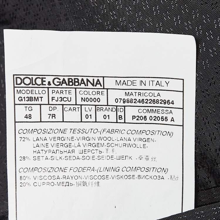 Pre Owned Dolce & Gabbana Black Wool Blend Tailored Pants Suit M