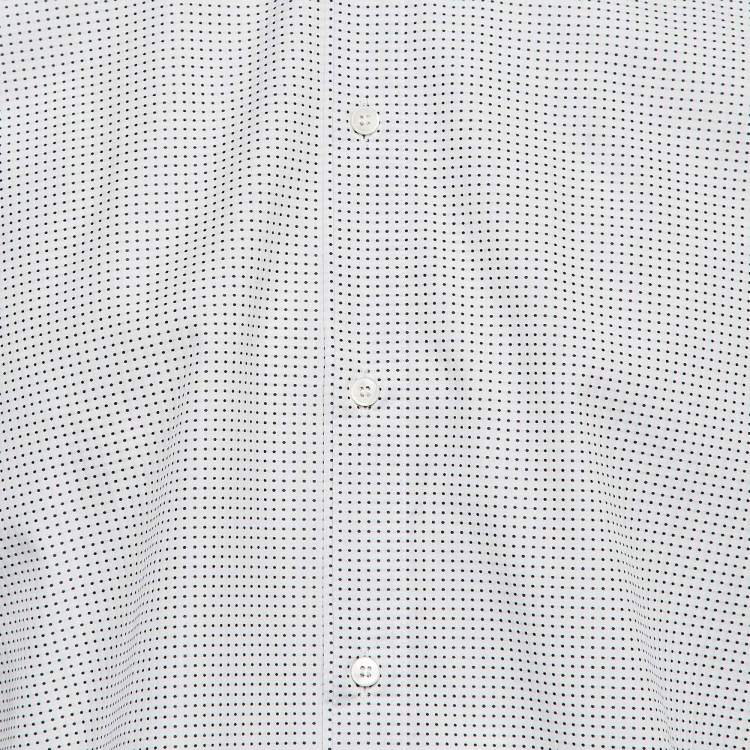 Pre Owned Dolce & Gabbana White Polka Dots Jacquard Cotton Shirt XL