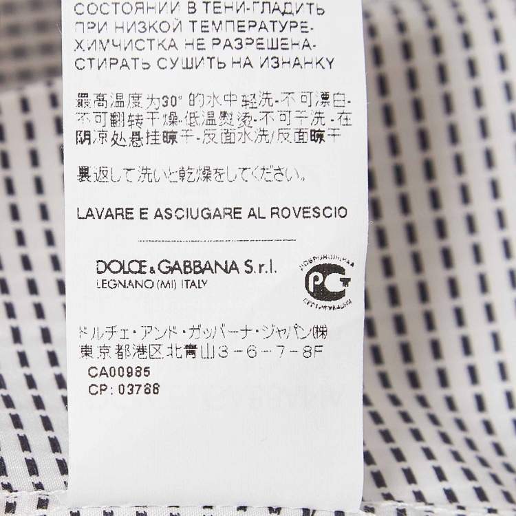 Pre Owned Dolce & Gabbana White Polka Dots Jacquard Cotton Shirt XL