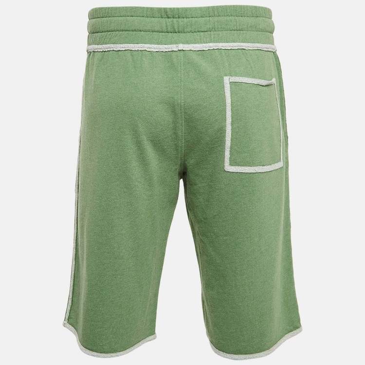 Pre Owned Dolce & Gabbana Green Contrast Trim Knit Shorts L