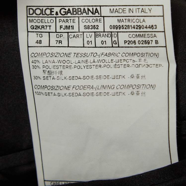 Pre Owned Dolce & Gabbana Burgundy Textured Jacquard Tuxedo Jacket M