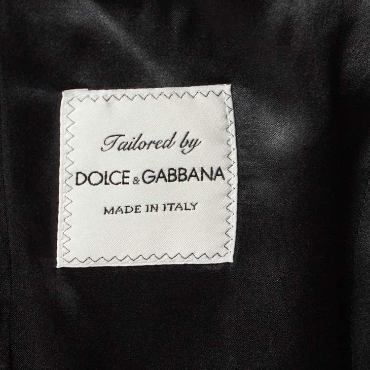 Pre Owned Dolce & Gabbana Burgundy Textured Jacquard Tuxedo Jacket M