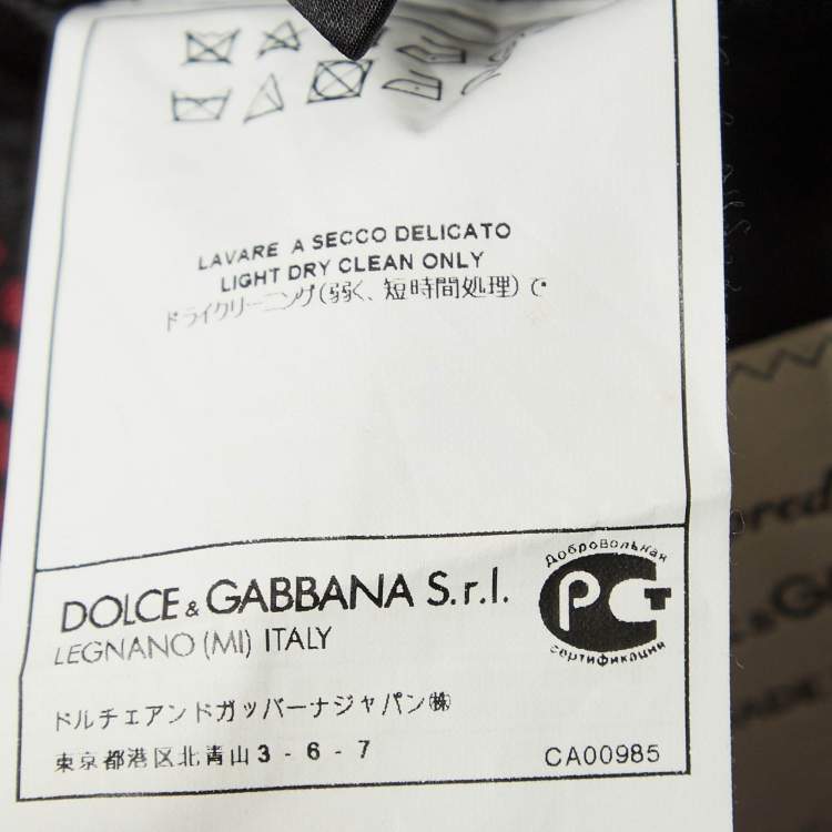 Pre Owned Dolce & Gabbana Burgundy Textured Jacquard Tuxedo Jacket M