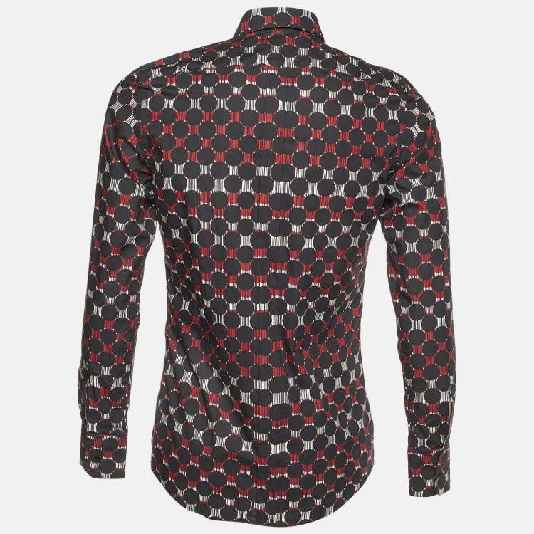 Pre Owned Dolce & Gabbana Gold Black Printed Cotton Buttoned Up Shirt S