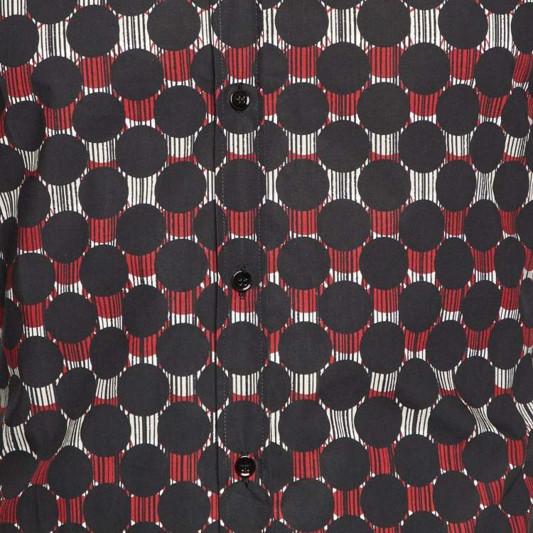 Pre Owned Dolce & Gabbana Gold Black Printed Cotton Buttoned Up Shirt S
