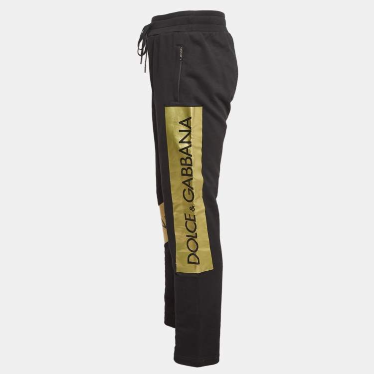 Pre Owned Dolce & Gabbana Black Printed Cotton Track Pants L