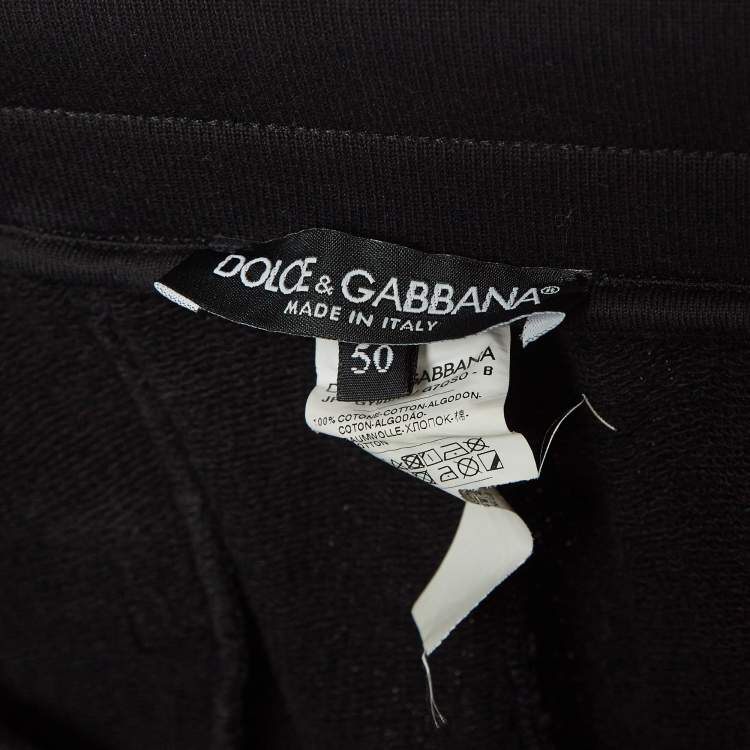 Pre Owned Dolce & Gabbana Black Printed Cotton Track Pants L