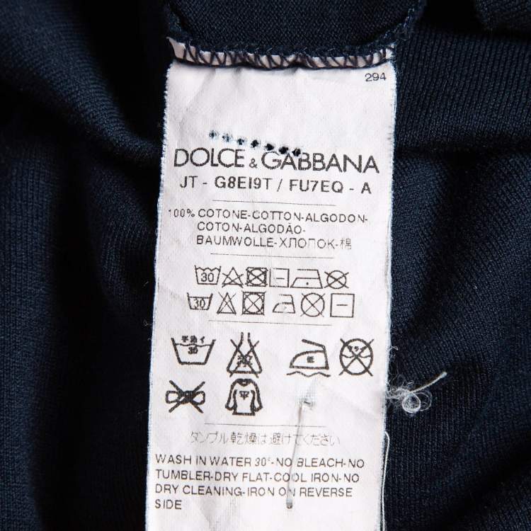 Pre Owned Dolce & Gabbana Navy Blue Cotton Jersey Crew Neck T-Shirt XXL