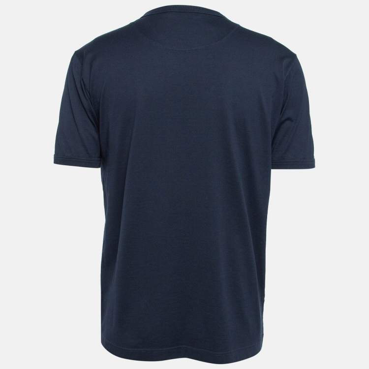 Pre Owned Dolce & Gabbana Navy Blue Cotton Jersey Crew Neck T-Shirt XXL