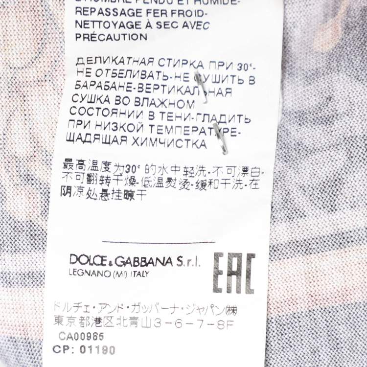 Pre Owned Dolce & Gabbana Black Sacro Logo Print Jersey Crew Neck T-Shirt S