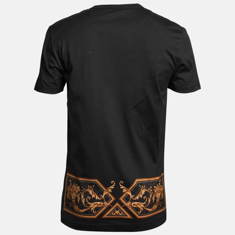 Pre Owned Dolce & Gabbana Black Sacro Logo Print Jersey Crew Neck T-Shirt S