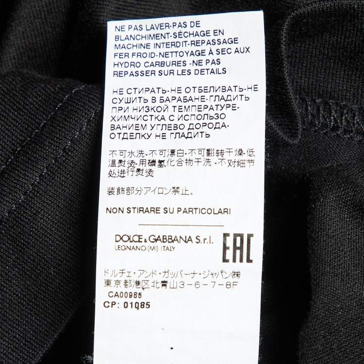Pre Owned Dolce & Gabbana Black Cotton Embroidered Motif T-Shirt S