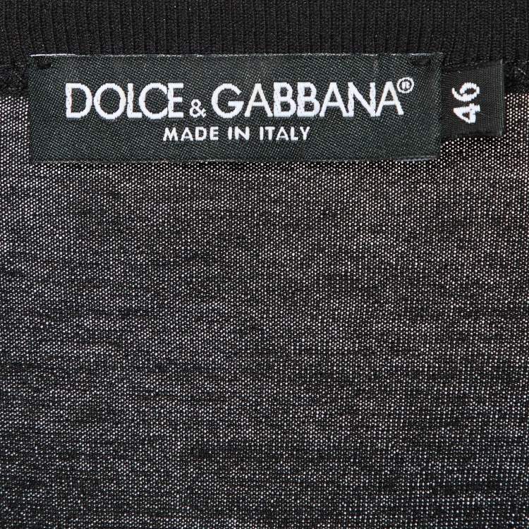 Pre Owned Dolce & Gabbana Black Cotton Embroidered Motif T-Shirt S