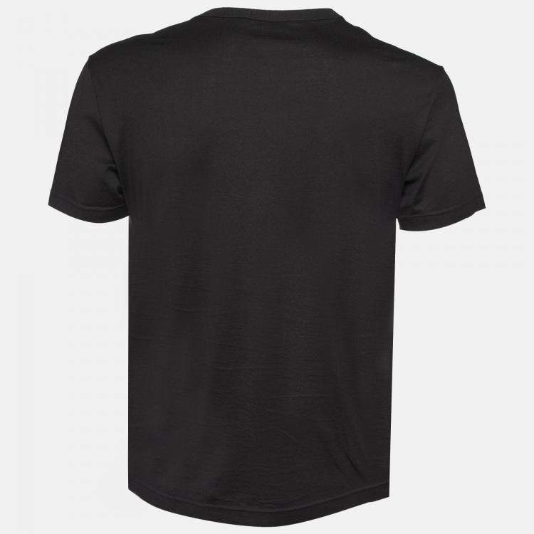 Pre Owned Dolce & Gabbana Black Cotton Embroidered Motif T-Shirt S
