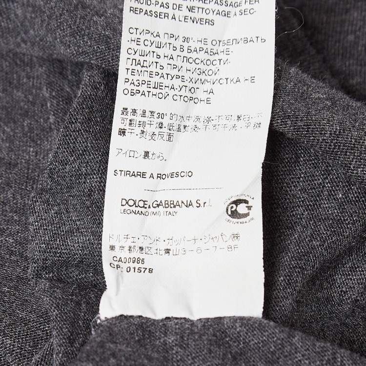 Pre Owned Dolce & Gabbana Grey Crown Embroidered Cotton T-Shirt S