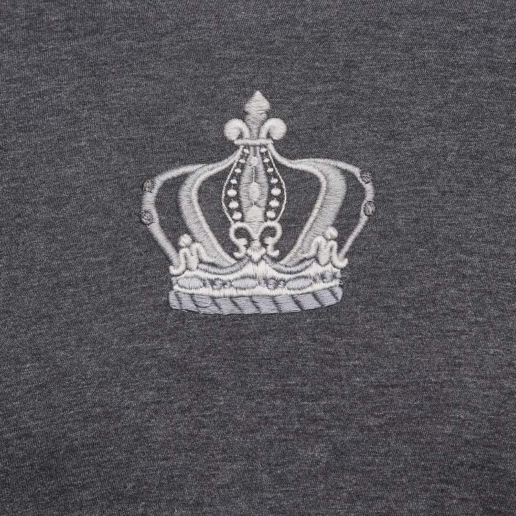 Pre Owned Dolce & Gabbana Grey Crown Embroidered Cotton T-Shirt S