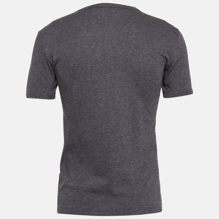 Pre Owned Dolce & Gabbana Grey Crown Embroidered Cotton T-Shirt S