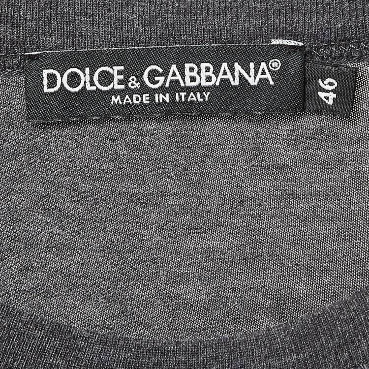 Pre Owned Dolce & Gabbana Grey Crown Embroidered Cotton T-Shirt S