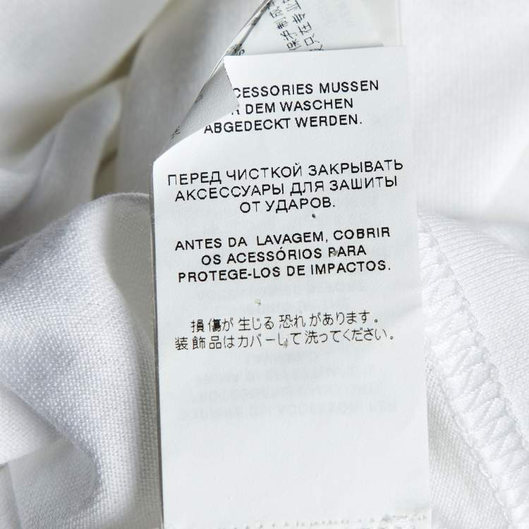 Pre Owned Dolce & Gabbana White Cotton Crest Detail Crew Neck T-Shirt S