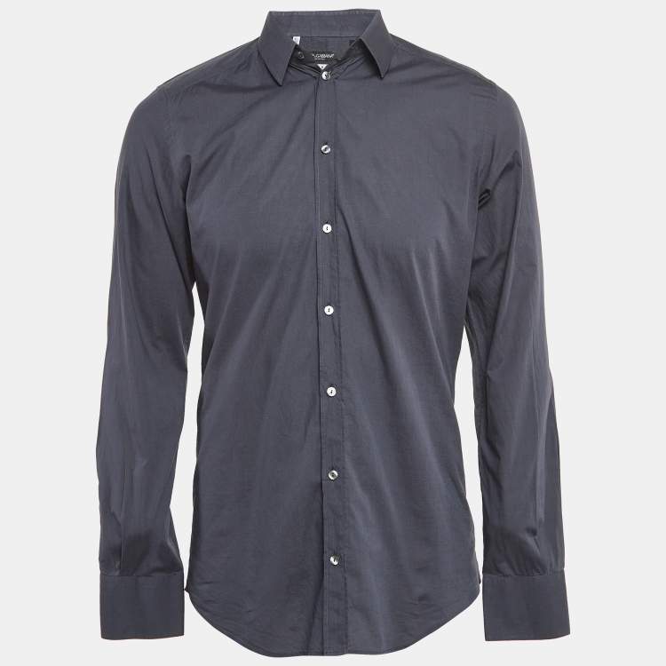 Pre Owned Dolce & Gabbana Blue Cotton Button Front Shirt M