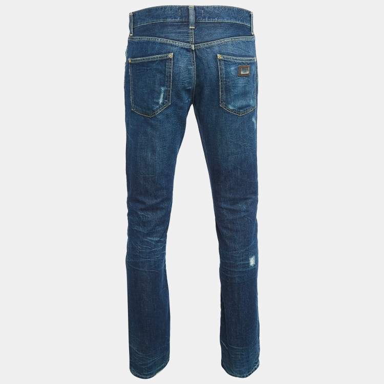 Pre Owned Dolce & Gabbana Blue Washed Denim Jeans S Waist 34"