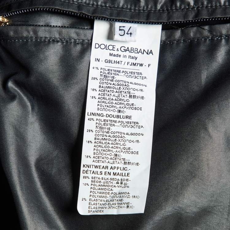 مملوكة مسبقًا Dolce & Gabbana Black Jacquard Zip Up Bomber Jacket XXL