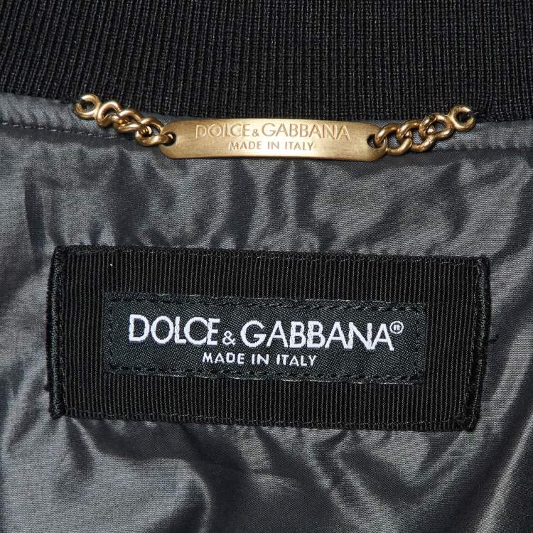 مملوكة مسبقًا Dolce & Gabbana Black Jacquard Zip Up Bomber Jacket XXL