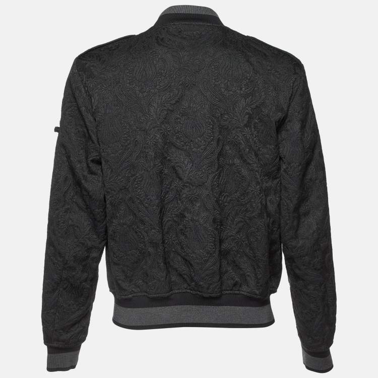 مملوكة مسبقًا Dolce & Gabbana Black Jacquard Zip Up Bomber Jacket XXL