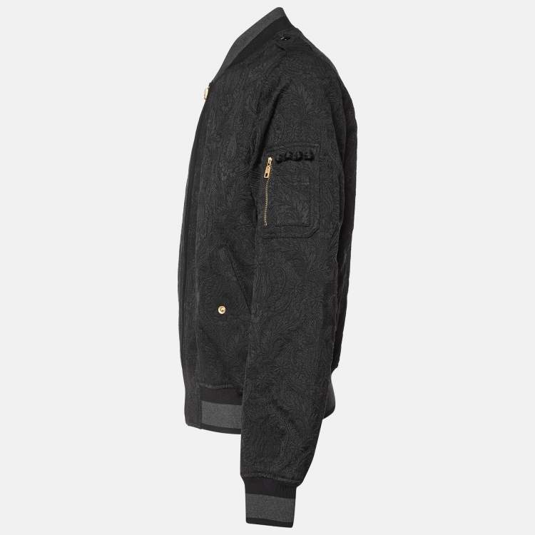 مملوكة مسبقًا Dolce & Gabbana Black Jacquard Zip Up Bomber Jacket XXL