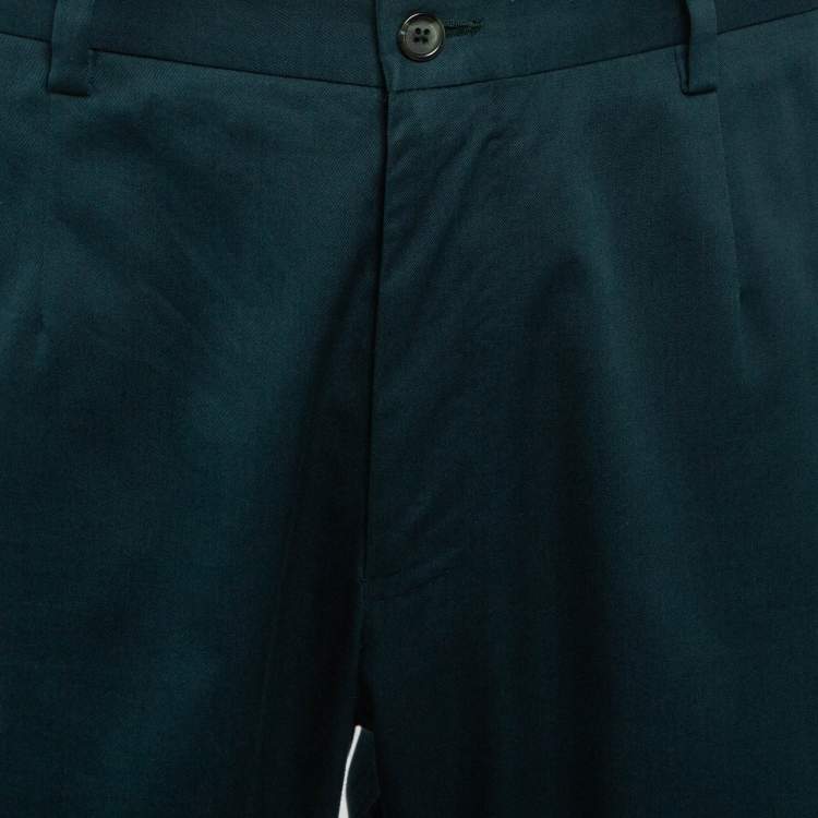 Pre Owned Dolce & Gabbana Green Cotton Formal Trousers XXXL
