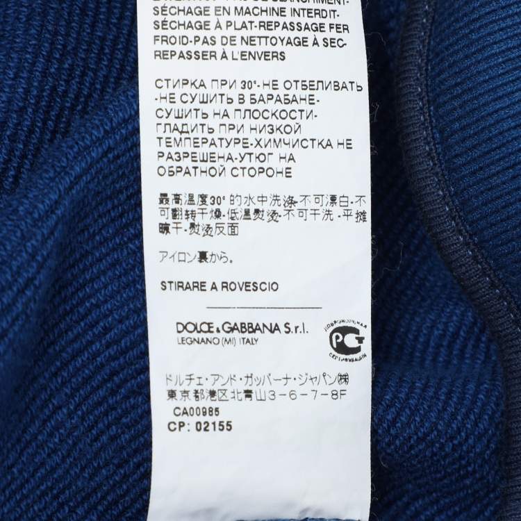 Pre Owned Dolce & Gabbana Blue Cotton Knit Logo Crew Neck Sweatshirt XXXL