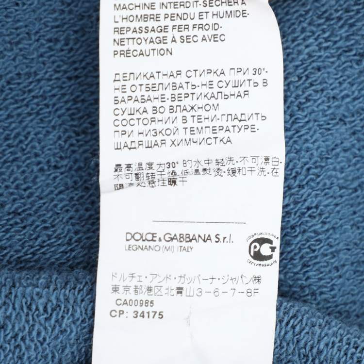 Pre Owned Dolce & Gabbana Blue Cotton Knit Logo Hoodie XXL