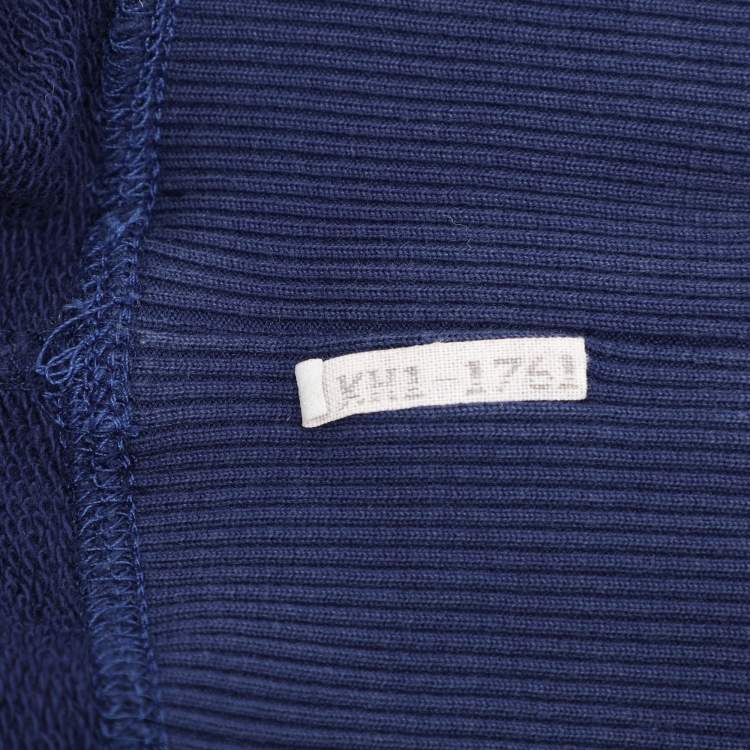 Pre Owned Dolce & Gabbana Blue Cotton Knit Logo Print Sweatshirt XXXL